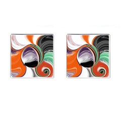 Abstract Orb In Orange, Purple, Green, And Black Cufflinks (square)