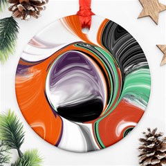 Abstract Orb In Orange, Purple, Green, And Black Round Ornament (two Sides)  by digitaldivadesigns