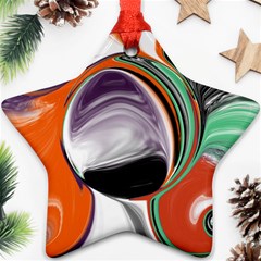 Abstract Orb In Orange, Purple, Green, And Black Star Ornament (two Sides) 