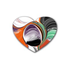 Abstract Orb In Orange, Purple, Green, And Black Rubber Coaster (heart) 