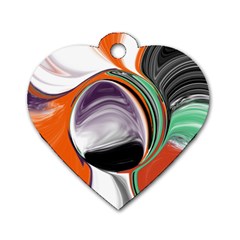 Abstract Orb In Orange, Purple, Green, And Black Dog Tag Heart (one Side)