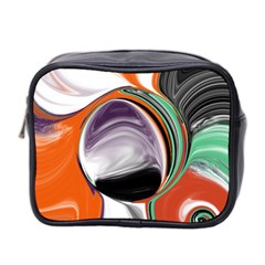 Abstract Orb In Orange, Purple, Green, And Black Mini Toiletries Bag 2-side