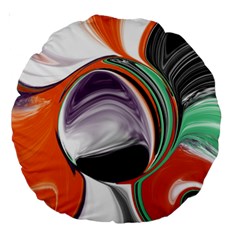 Abstract Orb In Orange, Purple, Green, And Black Large 18  Premium Round Cushions by digitaldivadesigns