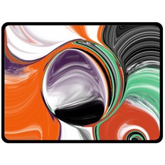 Abstract Orb In Orange, Purple, Green, And Black Double Sided Fleece Blanket (large)  by digitaldivadesigns