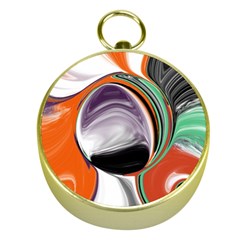 Abstract Orb In Orange, Purple, Green, And Black Gold Compasses by digitaldivadesigns