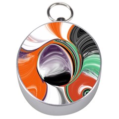 Abstract Orb In Orange, Purple, Green, And Black Silver Compasses by digitaldivadesigns