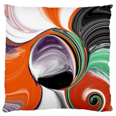 Abstract Orb In Orange, Purple, Green, And Black Large Flano Cushion Case (two Sides) by digitaldivadesigns