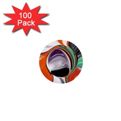 Abstract Orb In Orange, Purple, Green, And Black 1  Mini Buttons (100 Pack) 