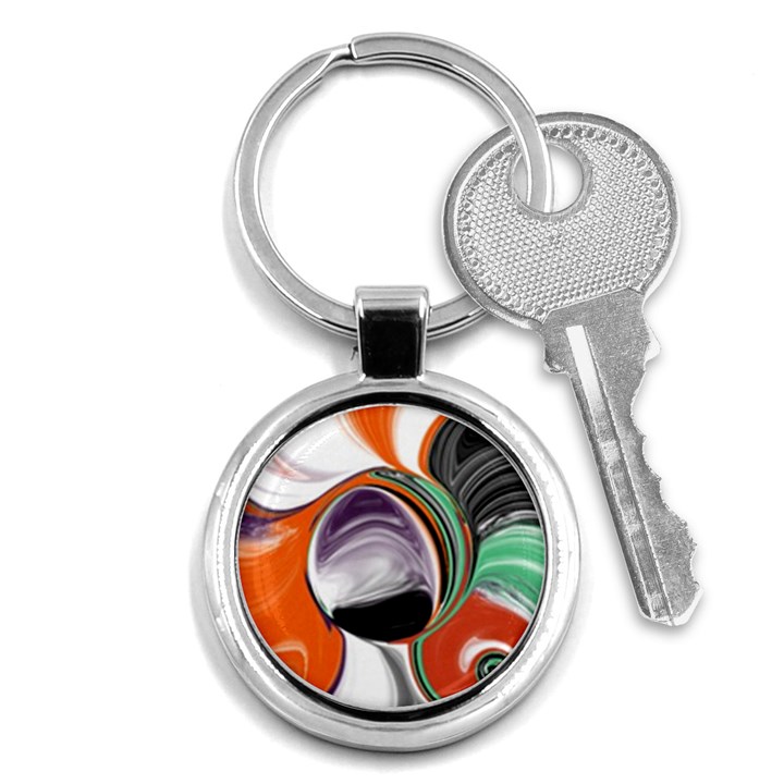 Abstract Orb in Orange, Purple, Green, and Black Key Chains (Round) 