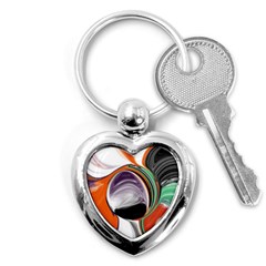 Abstract Orb In Orange, Purple, Green, And Black Key Chains (heart)  by digitaldivadesigns