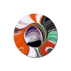 Abstract Orb In Orange, Purple, Green, And Black Rubber Coaster (round)  by digitaldivadesigns