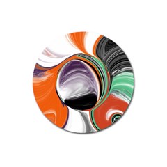 Abstract Orb In Orange, Purple, Green, And Black Magnet 3  (round) by digitaldivadesigns