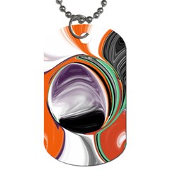 Abstract Orb In Orange, Purple, Green, And Black Dog Tag (one Side) by digitaldivadesigns