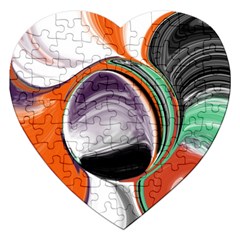 Abstract Orb In Orange, Purple, Green, And Black Jigsaw Puzzle (heart)