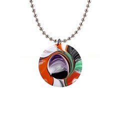 Abstract Orb In Orange, Purple, Green, And Black Button Necklaces