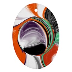 Abstract Orb In Orange, Purple, Green, And Black Oval Ornament (two Sides)