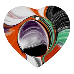 Abstract Orb In Orange, Purple, Green, And Black Heart Ornament (2 Sides)