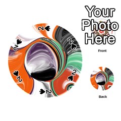 Abstract Orb In Orange, Purple, Green, And Black Playing Cards 54 (round)  by digitaldivadesigns