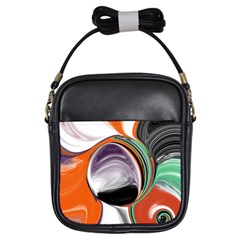 Abstract Orb In Orange, Purple, Green, And Black Girls Sling Bags