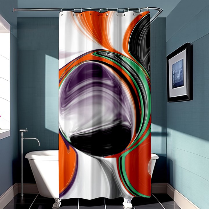 Abstract Orb in Orange, Purple, Green, and Black Shower Curtain 36  x 72  (Stall) 