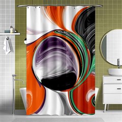 Abstract Orb In Orange, Purple, Green, And Black Shower Curtain 48  X 72  (small)  by digitaldivadesigns