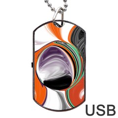 Abstract Orb In Orange, Purple, Green, And Black Dog Tag Usb Flash (one Side)