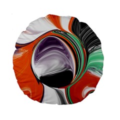 Abstract Orb In Orange, Purple, Green, And Black Standard 15  Premium Round Cushions by digitaldivadesigns