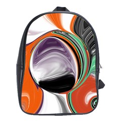 Abstract Orb In Orange, Purple, Green, And Black School Bags (xl) 