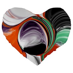 Abstract Orb In Orange, Purple, Green, And Black Large 19  Premium Heart Shape Cushions by digitaldivadesigns