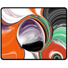 Abstract Orb In Orange, Purple, Green, And Black Double Sided Fleece Blanket (medium) 