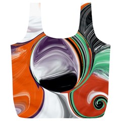 Abstract Orb In Orange, Purple, Green, And Black Full Print Recycle Bags (l) 