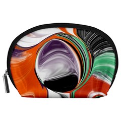 Abstract Orb In Orange, Purple, Green, And Black Accessory Pouches (large) 