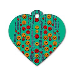 Pumkins Dancing In The Season Pop Art Dog Tag Heart (two Sides) by pepitasart