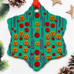 Pumkins Dancing In The Season Pop Art Snowflake Ornament (2-side)