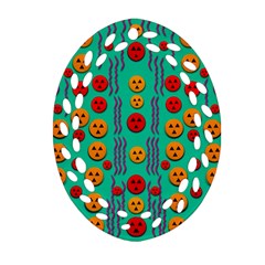 Pumkins Dancing In The Season Pop Art Oval Filigree Ornament (2-side) 