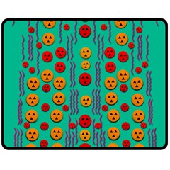 Pumkins Dancing In The Season Pop Art Double Sided Fleece Blanket (medium) 