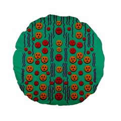 Pumkins Dancing In The Season Pop Art Standard 15  Premium Flano Round Cushions by pepitasart