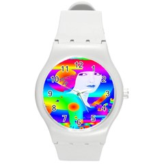 Abstract Color Dream Round Plastic Sport Watch (m) by icarusismartdesigns