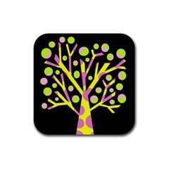 Simple Colorful Tree Rubber Coaster (square)  by Valentinaart