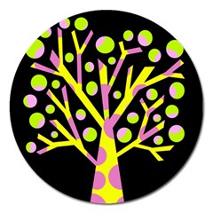 Simple Colorful Tree Magnet 5  (round) by Valentinaart