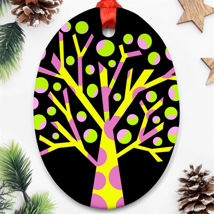 Simple colorful tree Oval Ornament (Two Sides)