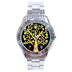 Simple Colorful Tree Stainless Steel Analogue Watch by Valentinaart