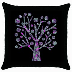 Purple Magical Tree Throw Pillow Case (black) by Valentinaart