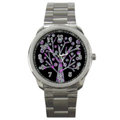 Purple Magical Tree Sport Metal Watch by Valentinaart