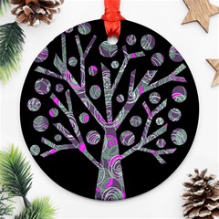 Purple Magical Tree Round Ornament (two Sides)  by Valentinaart