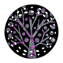 Purple Magical Tree Round Filigree Ornament (2side) by Valentinaart