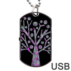 Purple Magical Tree Dog Tag Usb Flash (two Sides) 