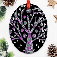 Purple Magical Tree Oval Filigree Ornament (2-side)  by Valentinaart