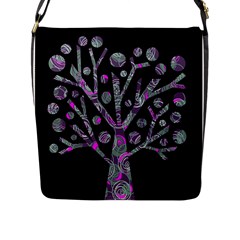 Purple Magical Tree Flap Messenger Bag (l)  by Valentinaart