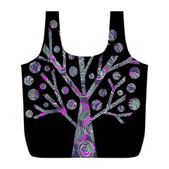 Purple Magical Tree Full Print Recycle Bags (l)  by Valentinaart